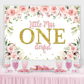Lofaris Miss Onederful Watercolor Floral 1st Birthday Backdrop